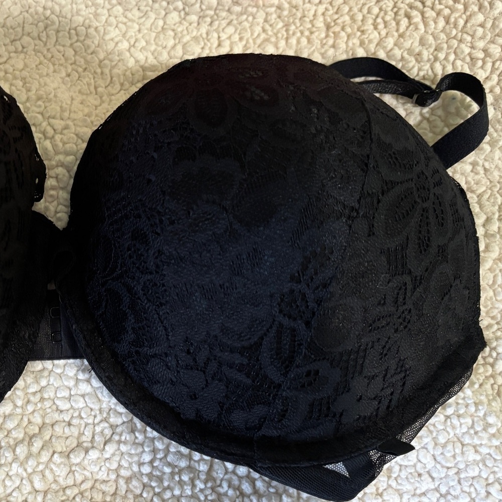 PINK Victoria’s Secret Black Lace Push-Up Bra-size 34DD - Picture 4 of 4